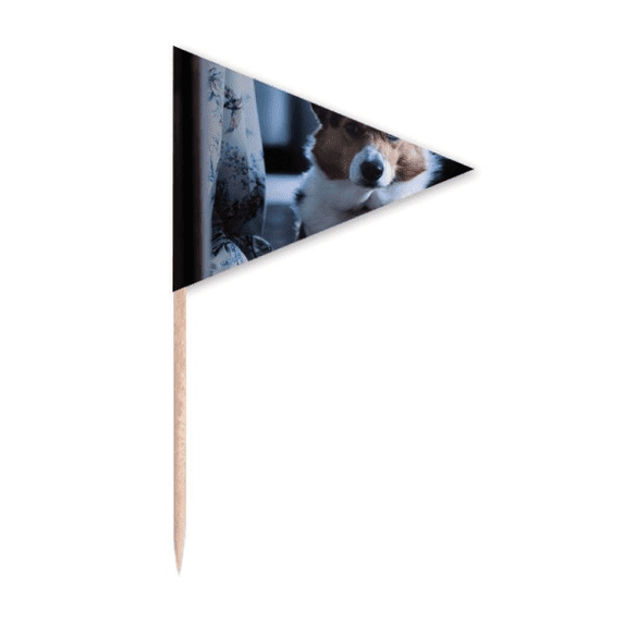 corgi dog pet animal lly picture Toothpick Triangle Cupcake Toppers Flag