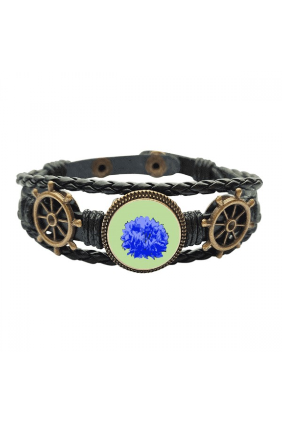 cornflower hy german eu Leather Braided Ocean Bracelet Wristband