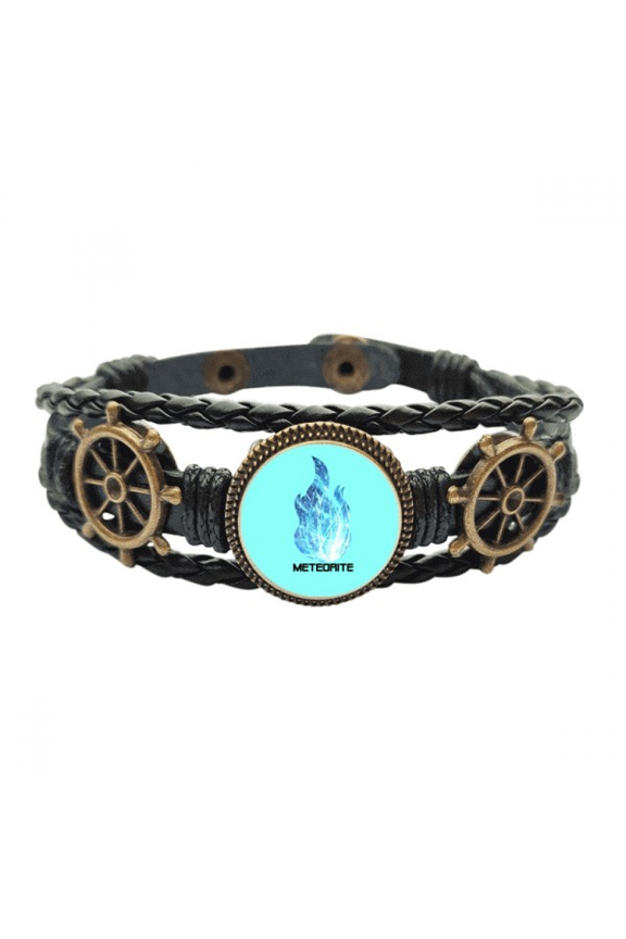 cosc spblue flame meteor leather braided ocean bracelet wristband