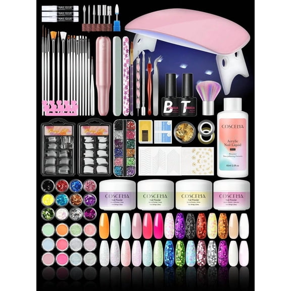 coscelia COSCELIA Acrylic Nail Kit For Beginners Everything Acrylic Nail Set With Drill And UV Light Nail Kit 16 Colors Glitter Acrylic Powder Acrylic Brush Set