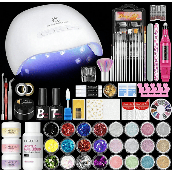 coscelia COSCELIA Acrylic Nail Kit With Drill Nail Kit Acrylic Set For Beginners With Everything Gel Polish UV Light Decorations For Home Salon Gift Set