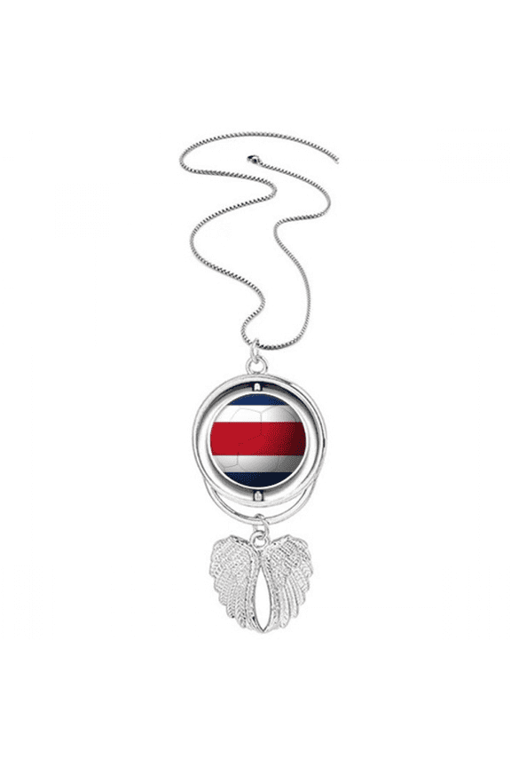 costa national flag soccer football Pendant Angel Wings Rotating Necklace Jewelry
