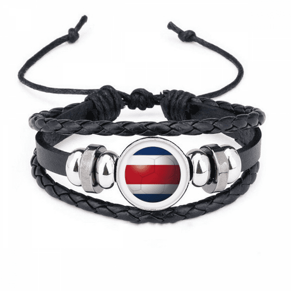 costa national flag soccer football bracelet braided leather woven wristband
