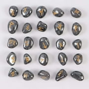 cosynee Healing Gemstone Rune Stones with Pouch Black Agate