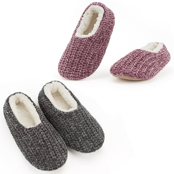 cosyone1997 2-Pair Women's Soft House Slippers, Fuzzy Cozy Warm Indoor Sock Shoes, Unique Birthday Gifts for Mom Grandma Girlfriend
