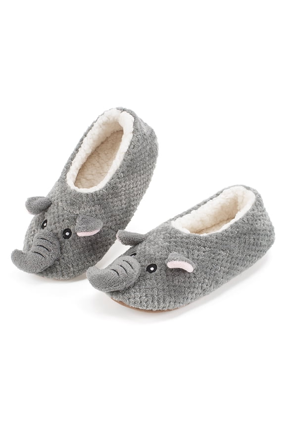 Cute Fuzzy Animal Slippers for Women Girls Teens Kids, Warm Fluffy Bedroom Socks Indoor, Cozy House Shoes Non-slip Grip Soles, Winter Funny Gifts Unique