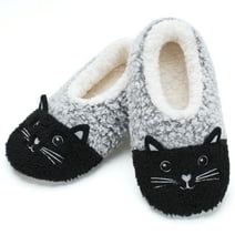 cosyone1997 Cute Fuzzy Animal Slippers for Women Girls Teens Kids, Warm Fluffy Bedroom Loafers Indoor, Cozy House Shoes Non-slip Grip Soles, Winter Funny Christmas Gifts Unique, Cat Adult Size 7-8