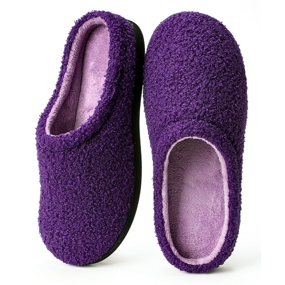 cosyone1997 Fuzzy Two-Tone Slippers for Women Memory Foam House Shoes with Non-slip Sole for Indoor and Outdoor Comfort
