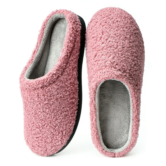 cosyone1997 Fuzzy Two-Tone Slippers for Women Memory Foam House Shoes with Non-slip Sole for Indoor and Outdoor Comfort