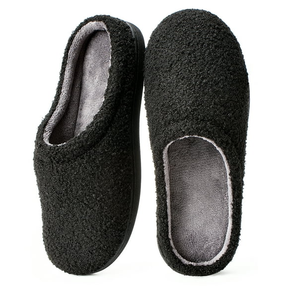 cosyone1997 Fuzzy Two-Tone Slippers for Women Memory Foam House Shoes with Non-slip Sole for Indoor and Outdoor Comfort