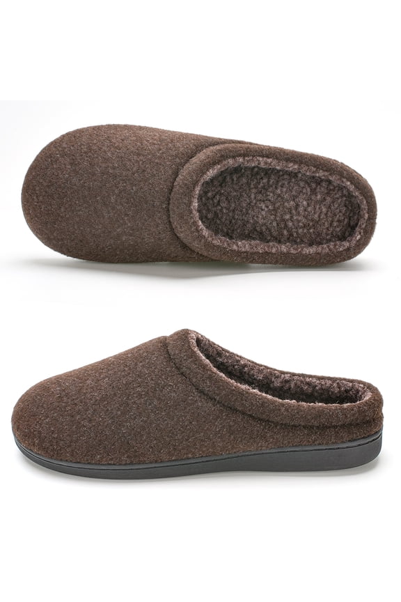 Men's Memory Foam Slippers Indoor Outdoor Cozy Fleece Lined Non-slip House Shoes