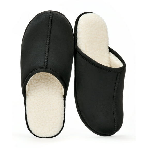 cosyone1997 Men's Scuff Slippers Indoor Outdoor Memory Foam House Shoes Non-slip Rubber Soles