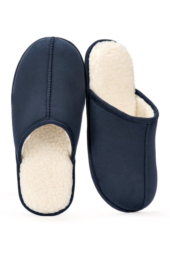 Men's Scuff Slippers Indoor Outdoor Memory Foam House Shoes Non-slip Rubber Soles