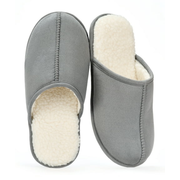 cosyone1997 Men's Scuff Slippers Indoor Outdoor Memory Foam House Shoes Non-slip Rubber Soles