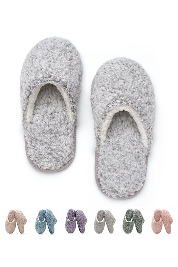 Women's Fuzzy House Slippers Memory Foam Indoor/Outdoor Soles