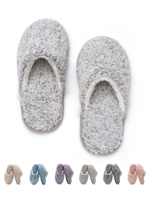 Women's Fuzzy House Slippers Memory Foam Indoor/Outdoor Soles