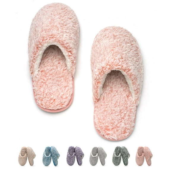 cosyone1997 Women's Fuzzy House Slippers Memory Foam Indoor/Outdoor Soles