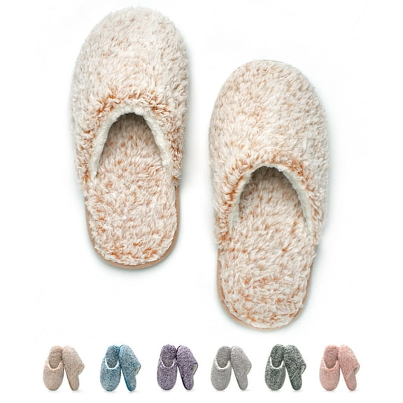 cosyone1997 Women's Fuzzy House Slippers Memory Foam Indoor/Outdoor Soles