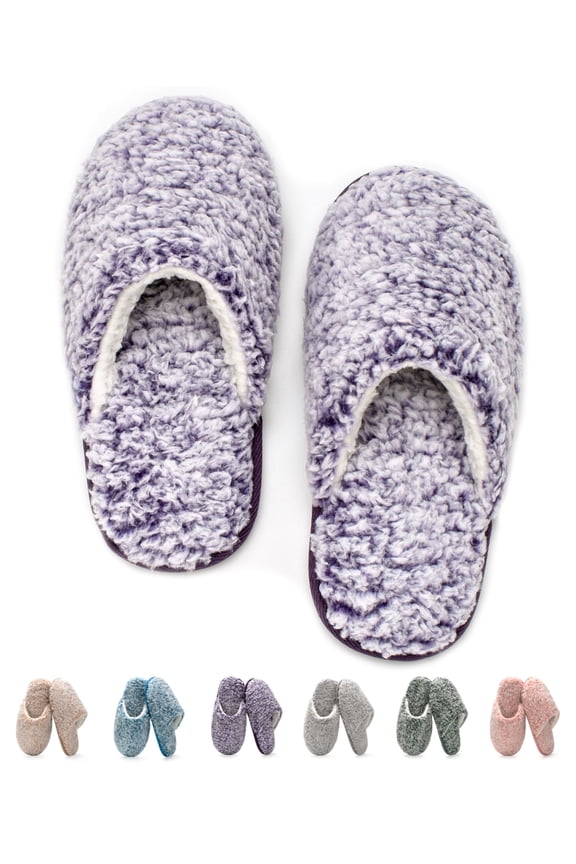 Women's Fuzzy House Slippers Memory Foam Indoor/Outdoor Soles