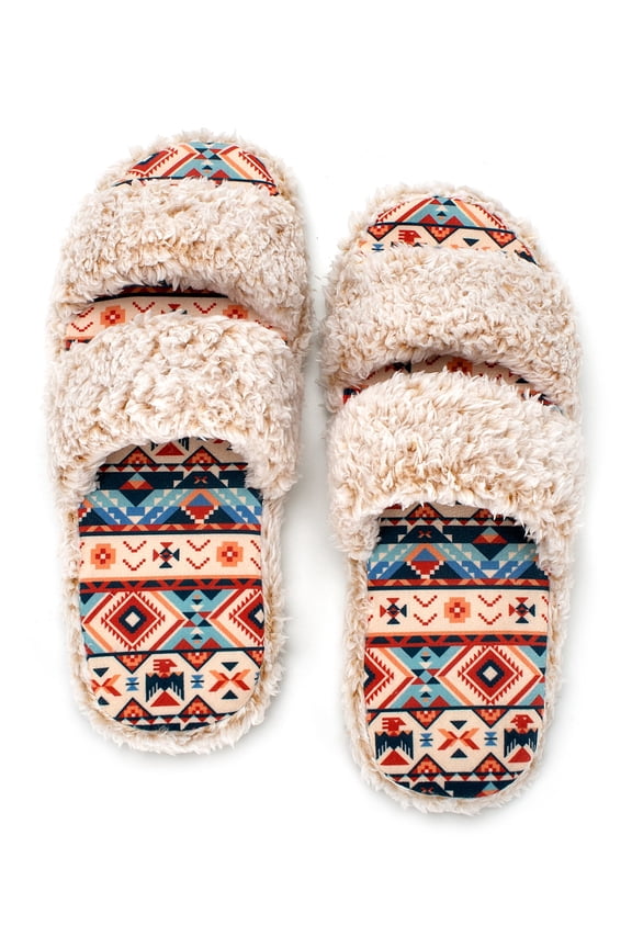 Women's Fuzzy Open Toe Memory Foam Slippers Indoor Outdoor House Shoes