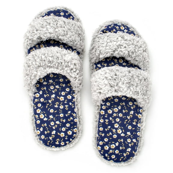 cosyone1997 Women's Fuzzy Open Toe Memory Foam Slippers Indoor Outdoor House Shoes