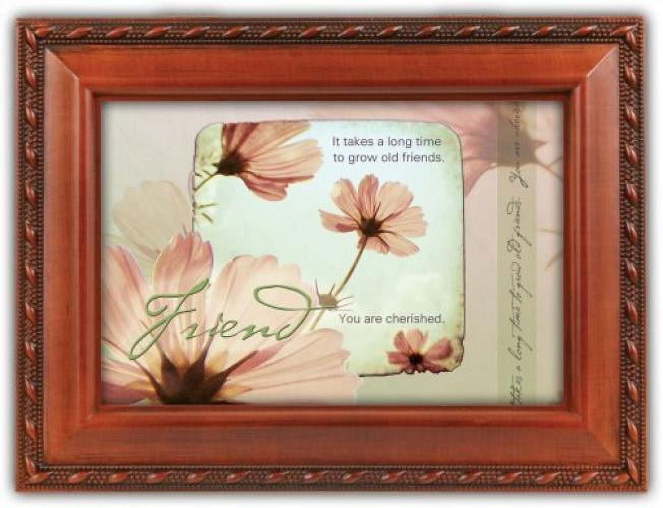 Old Friends Friendship Faux Woodgrain Music Jewelry Box Plays That's What Friends Are For