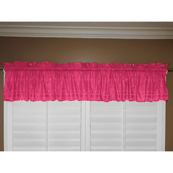 cotton eyelet window valance 58 wide fuchsia