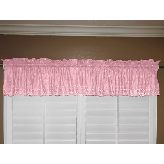 cotton eyelet window valance 58 wide light pink