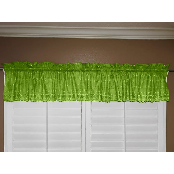 cotton eyelet window valance 58 wide lime green