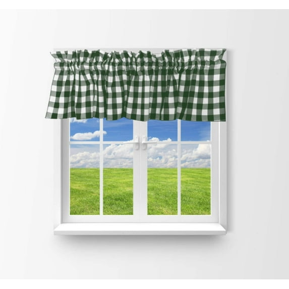 cotton gingham checkered window valance 58 wide hunter green