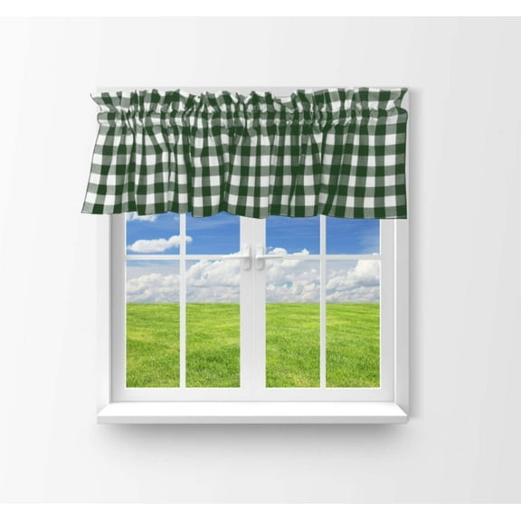 cotton gingham checkered window valance 58 wide hunter green