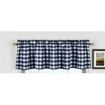 cotton gingham checkered window valance 58 wide navy blue