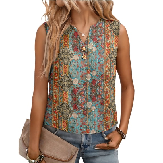 cotton linen tops for women Sleeveless Shirt Button V Neck Trendy T-Shirts Summer Lightweight Beach Vacation Outfits