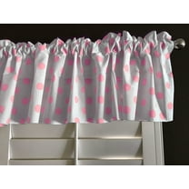 cotton polka dots window valance 58 wide pink on white