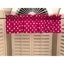 cotton polka dots window valance 58 wide white on fuchsia