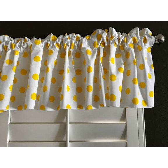 cotton polka dots window valance 58 wide yellow on white