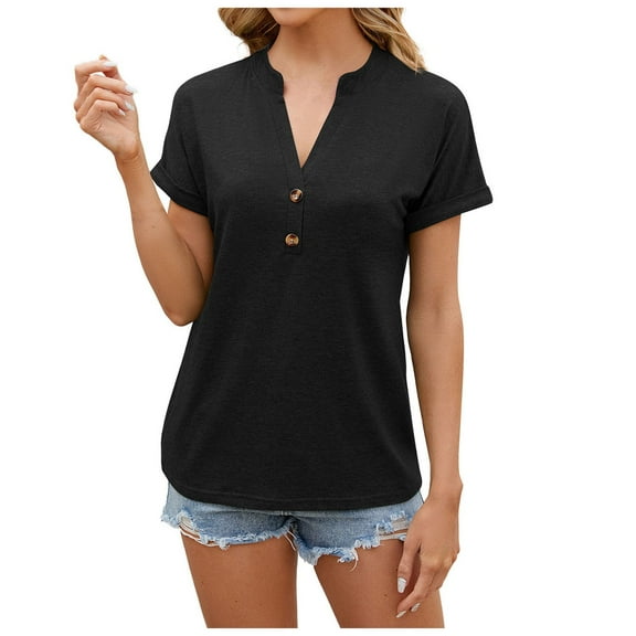 cotton shirts for women casual summer v neck tops