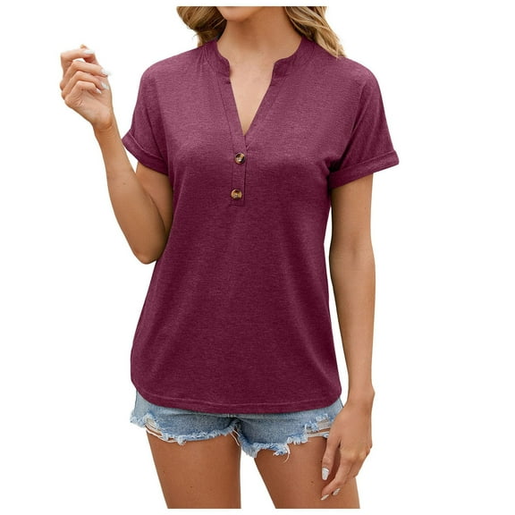 cotton shirts for women casual summer v neck tops