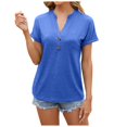 thumbnail image 1 of cotton shirts for women casual summer v neck tops, 1 of 7