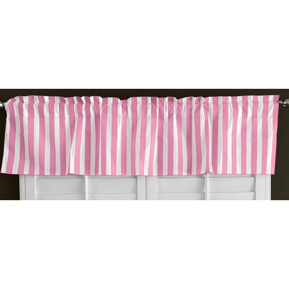 cotton stripe window valance 58 wide 1 inch stripe pink