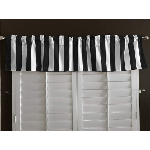 cotton stripe window valance 58 wide 2 inch stripe black and white