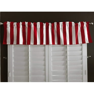 cotton stripe window valance 58 wide 2 inch stripe red
