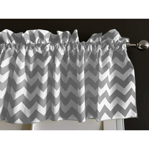 cotton zig zag chevron window valance 58 wide grey