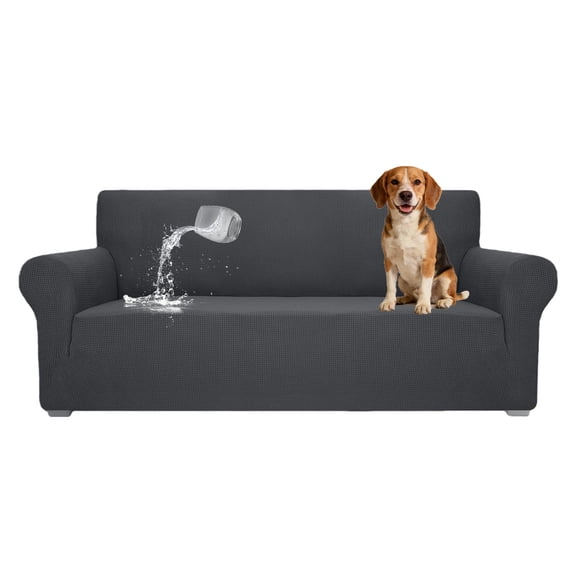 Behome Couch Cover, Premuim Water Repellent Sofa Covers, Non Slip Sofa Slipcover for Living Room Furniture Protector (3 Seater, Gray)