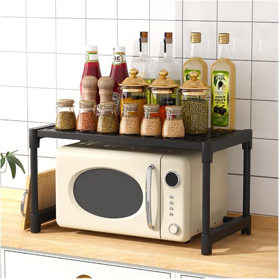 counter shelf,microwave rack, microwave stand,Microwave Oven Rack, Kitchen Counter Shelf, 1 Layer Microwave Oven Shelf, Countertop Kitchen Spice Racks Unit Storage Rack Freestanding for Space Saving