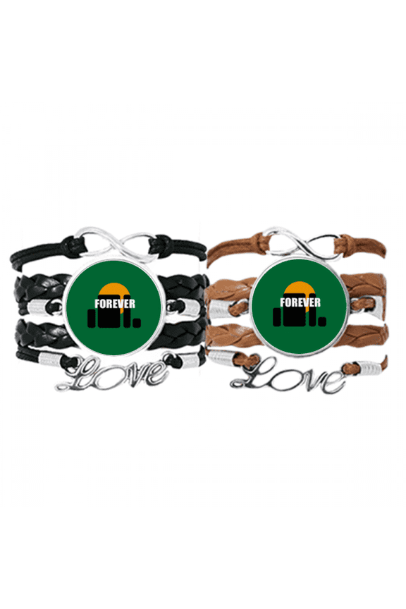 couple love eternal art deco fashion bracelet hand strap leather wristband double set