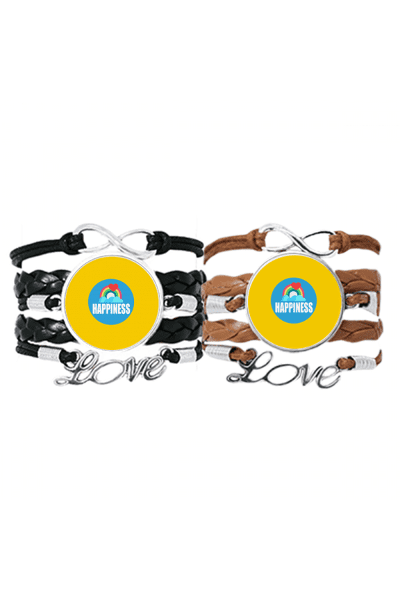 couple love eternal happiness bracelet hand strap leather wristband double set