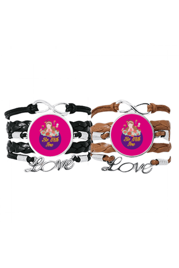 couple love eternal romance bracelet hand strap leather wristband double set