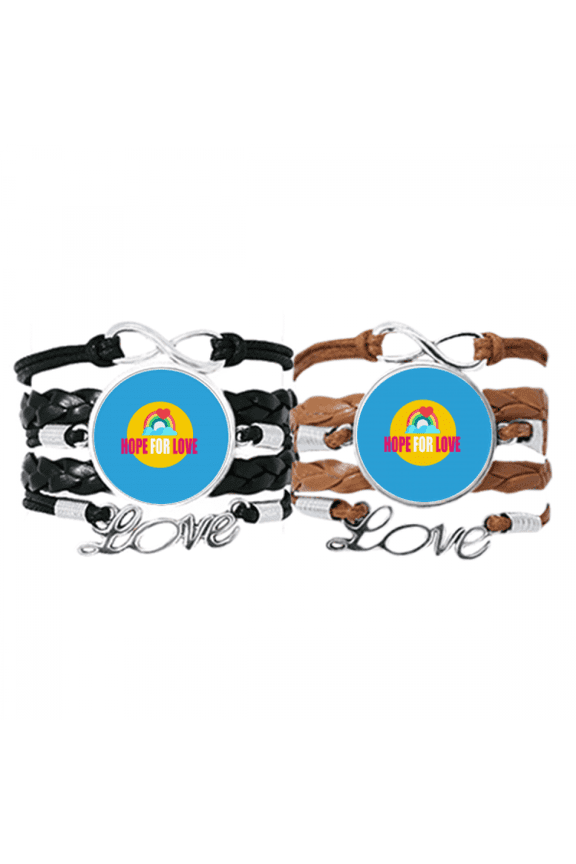 couple love eternal unique bracelet hand strap leather wristband double set