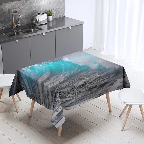 cover dust anti-fouling rectangular decoration home tablecloth pattern print rock burnt beach Wave